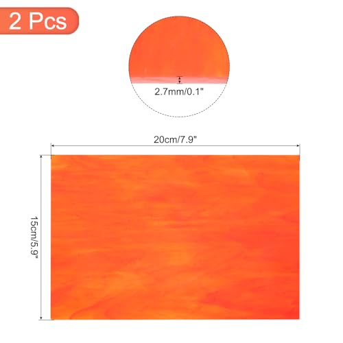 2 Pcs Stained Glass Sheet Mosaic Tile 7.9 Inch x 5.9 Inch Watermelon Red Stained Glass Sheets for Crafts DIY Art Project