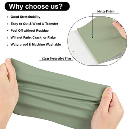 Sage Green Heat Transfer Vinyl Roll 12" x12ft Matte HTV Vinyl