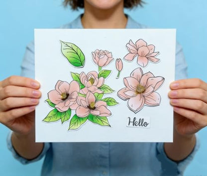 Realistic Magnolia Stamps & Dies & Layering Coloring Stencil Set