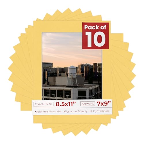 Pack of Ten 8.5x11 Mats Bevel Cut for 7x9 Photos (10 Count)
