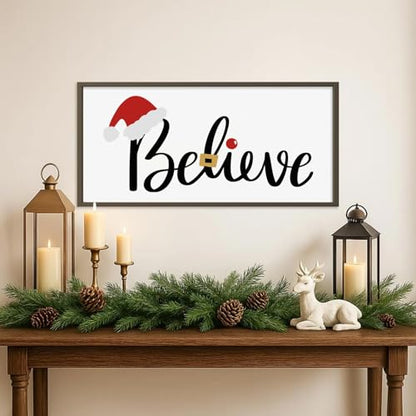 Merry Christmas Stencils for Crafts Reusable Christmas Stencils for Door Mats Believe Holiday Stencil for Painting on Wood Fabrics Porch Hanger Decor (8 Count)
