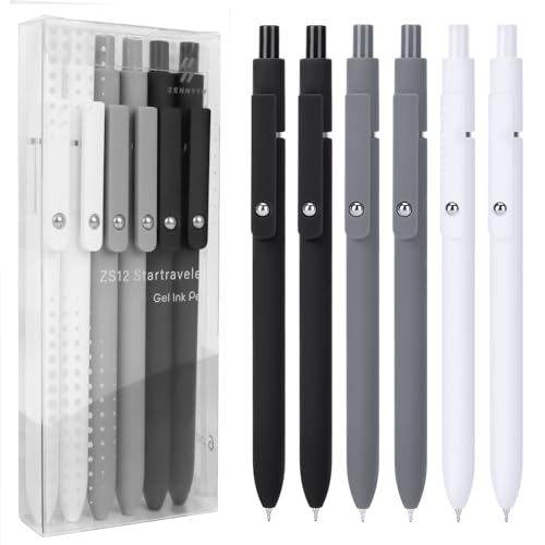 Gel Pens 6pcs 0.5mm Fine Point Black Ink Quick Dry Pens (6 Count)