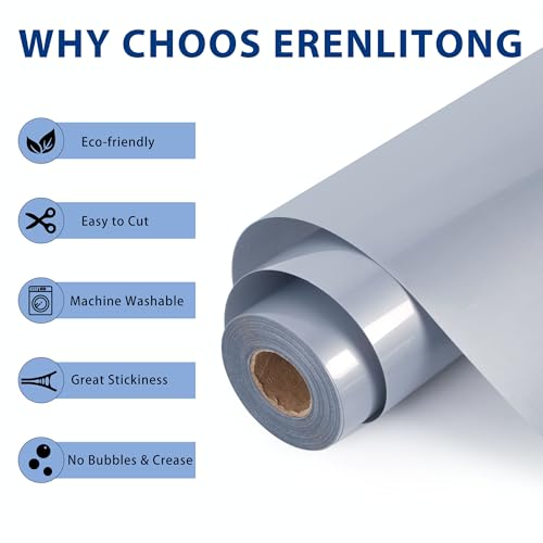RENLITONG Silver Iron on Vinyl 12Inch by 50ft Roll Heat Transfer Vinyl for T