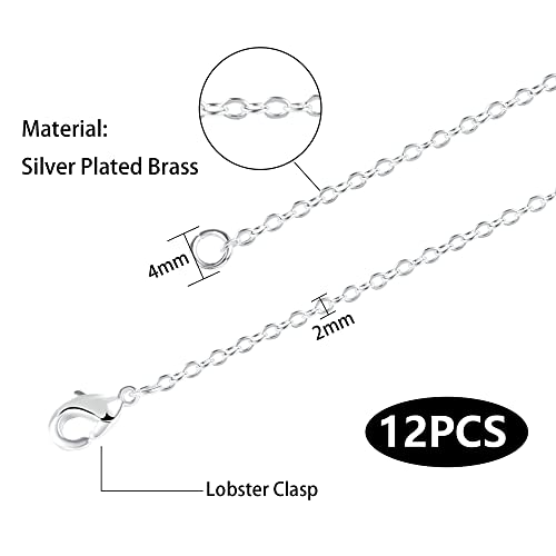 Wholesale 12 PCS Silver Plated Solid Brass Fine Flat Cable Chains (12 Count)