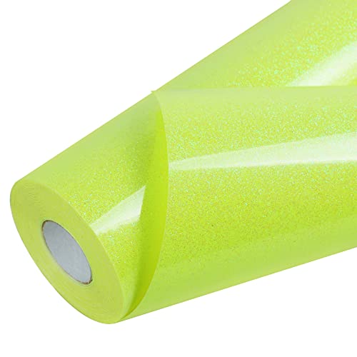 Yellow Glitter HTV Heat Transfer Vinyl Large Roll 12 inch x 20 ft Sparkly Iron on Vinyl for T Shirts Crafts