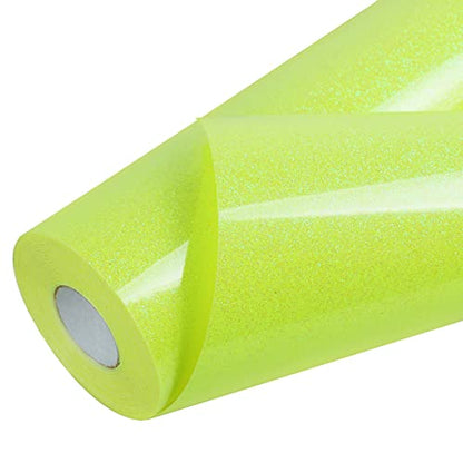 Yellow Glitter HTV Heat Transfer Vinyl Large Roll 12 inch x 20 ft Sparkly Iron on Vinyl for T Shirts Crafts