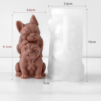 Couple Animal Dog Cylinder Candle & Resin Mold
