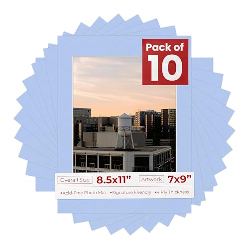 Pack of Ten 8.5x11 Mats Bevel Cut for 7x9 Photos (10 Count)