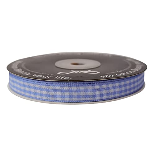 Light Blue Gingham Plaid Checked Ribbon 25 Yard Each Roll 100% Polyester (75 Foot)
