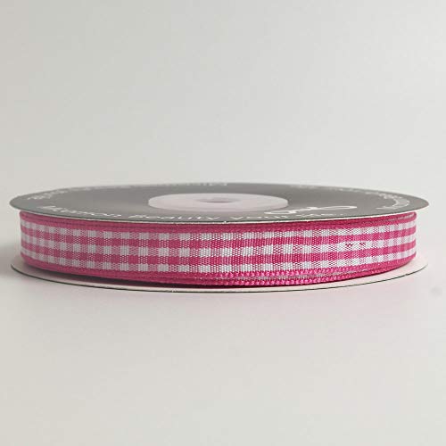 Pink and White Gingham Ribbon Hot Pink Gingham Ribbon 25 Yards Each Roll 100% Polyester (72 Foot)