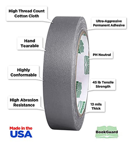 1 Inch Gray Book Repair Cloth Tape 15 Yard Roll