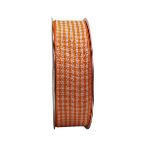 Orange Gingham Plaid Checked Ribbon 25 Yard Each Roll 100% Polyester (75 Foot)