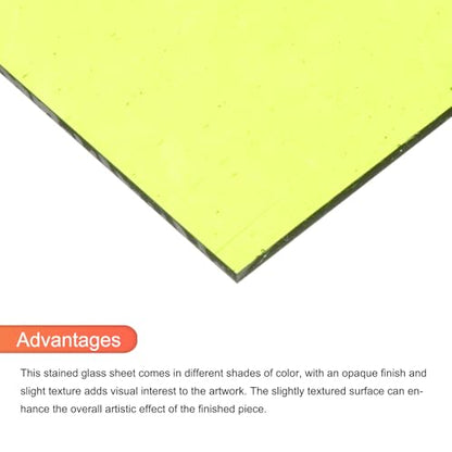 2 Pcs Stained Glass Sheet Mosaic Tile 7.9 Inch x 5.9 Inch Fluorescent Green Stained Glass Sheets for Crafts DIY Art Project