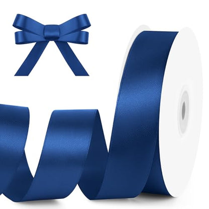 1" x 50 Yards Navy Blue Satin Ribbon Crafts Gift Wrapping (150 Foot)