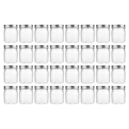 8 oz Plastic Mason Jars and Clear Plastic Jars with Lids 8 oz (32 Count)