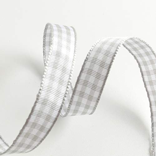 Gray Gingham Plaid Checked Ribbon 25 Yards Each Roll 100% Polyester