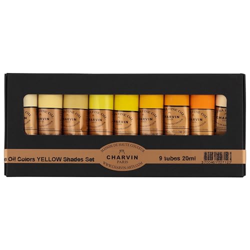 Extra Fine Professional Artist Oil Paint Set of 9 Shades of Yellow (9 Count)