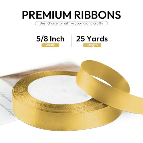 5 8 Inch 25 Yards Satin Ribbon Gold