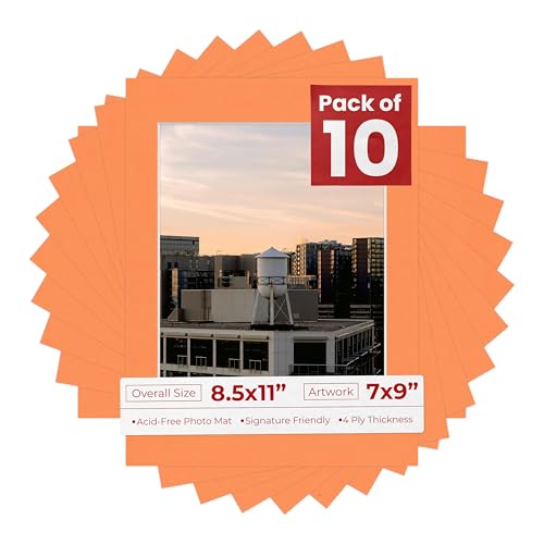 Pack of TEN 8.5x11 Mats Bevel Cut for 7x9 Photos (10 Count)
