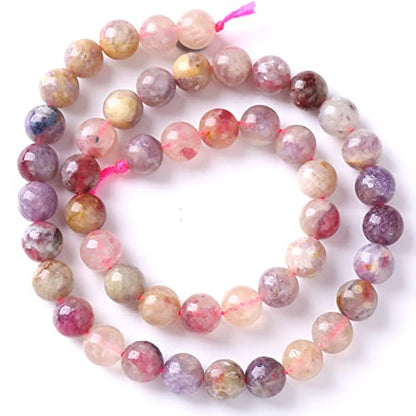 36pcs 10mm 5A Natural Pink Tourmaline Stone Beads Round Loose Spacer Healing Energy Beads for Jewelry Making DIY Bracelets Necklaces 15"