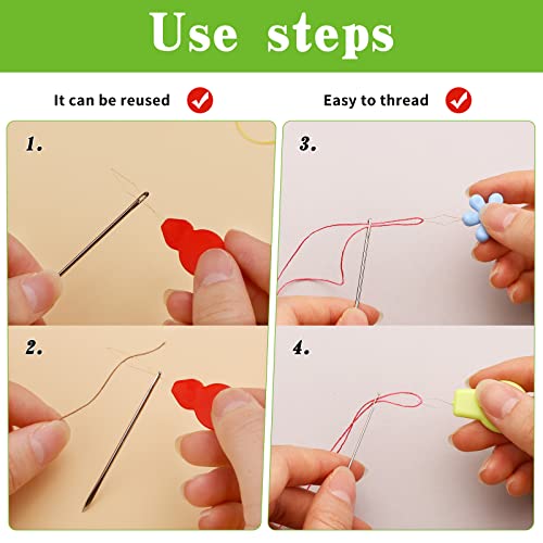 51Pcs Needle Threader Tool Set 9 Types Needle Threader with Thimbles