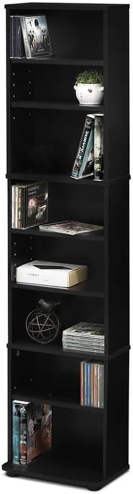 Pemberly Row Engineered Wood Space Saving Multimedia Storage Tower in Espresso