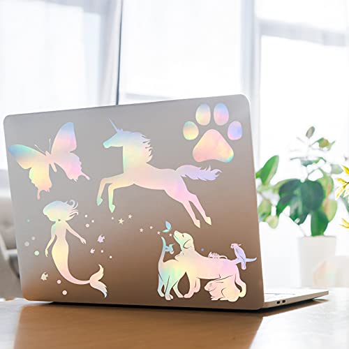 36 Sheets Holographic Sticker Paper A4 Vinyl Holographic Laminate Sheets Self Adhesive Waterproof Transparent Film