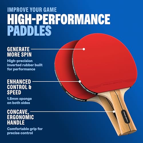 Portable Ping Pong Set with Retractable Ping Pong Net for Any Table