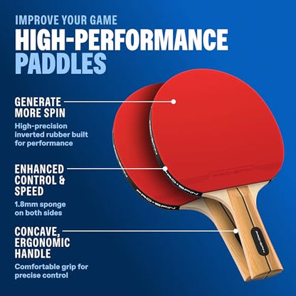 Portable Ping Pong Set with Retractable Ping Pong Net for Any Table