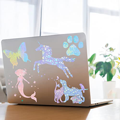 36 Sheets Holographic Sticker Paper A4 Vinyl Holographic Laminate Sheets Self Adhesive Waterproof Transparent Film