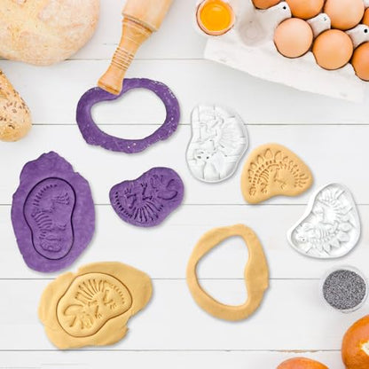 4 Pcs Dinosaur Cookie Cutters Dinosaur Skeleton Fossil Cookie Cutters Stegosaurus T (4 Count)