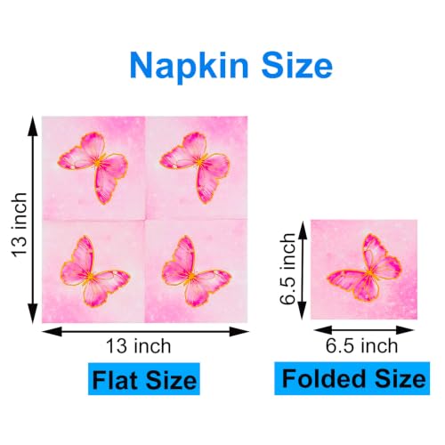 80PCS Paper Napkins Butterfly Print Guest Napkins for Garden Party Wedding (80 Count)