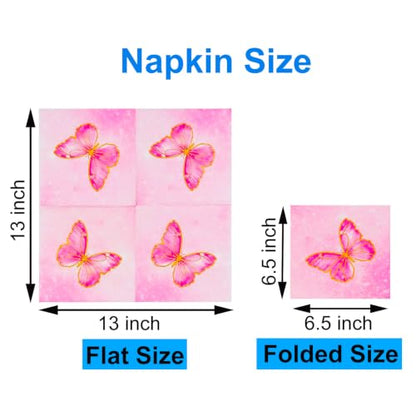 80PCS Paper Napkins Butterfly Print Guest Napkins for Garden Party Wedding (80 Count)