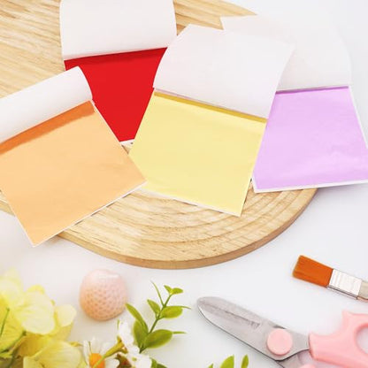 Gold Leaf Sheets 200 PCS 20 Colors Metal Foil 3.15 x 3.35 Inches