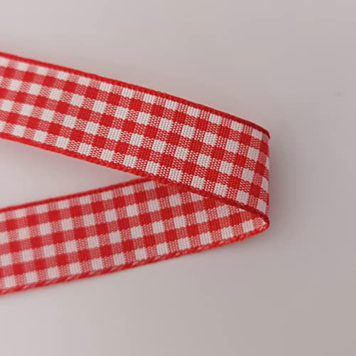Red and White 100% Polyester Gingham Ribbon 25 Yards Each Roll (75 Foot)