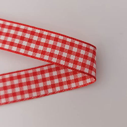 Red and White 100% Polyester Gingham Ribbon 25 Yards Each Roll (75 Foot)