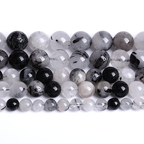 90pcs 4mm AAA Natural Black Quartz Rutilated Beads Round Loose Beads for Jewelry Making DIY Bracelet Crystal Energy Healing Power Stone