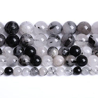 90pcs 4mm AAA Natural Black Quartz Rutilated Beads Round Loose Beads for Jewelry Making DIY Bracelet Crystal Energy Healing Power Stone
