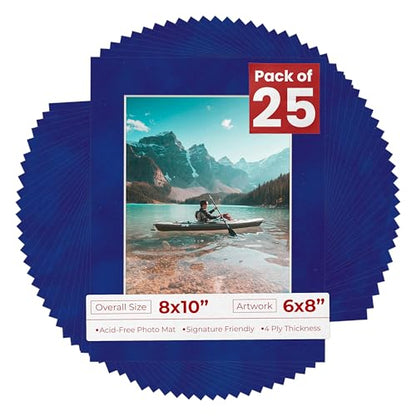 Pack of 25 Acid Free 8x10 Mats Bevel Cut for 6x8 Photos (25 Count)