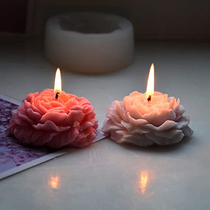 3 Pcs Peony Flower Silicone Candle Molds Set (3 Count)