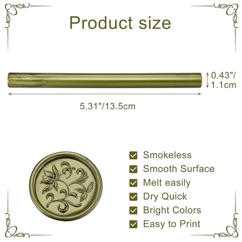 15Pcs Metallic Green Gold Sealing Wax Sticks for Wax Seal Stamp (15 Count)