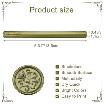 15Pcs Metallic Green Gold Sealing Wax Sticks for Wax Seal Stamp (15 Count)
