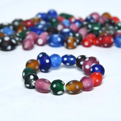 2 3 LB Bag Assorted Glass Polka Dots Beads for Jewellery Making (150 Count)