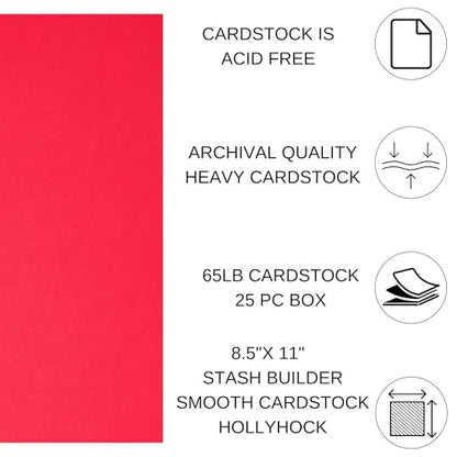 PA Paper Accents Stash Builder Cardstock 8.5" x 11" Hollyhock
