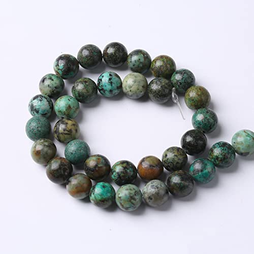 12mm 32pcs Natural African Turquoise Stone Beads for Jewelry Making Round Loose Gemstone Beads DIY Bracelet Necklace Earrings (16 Count)