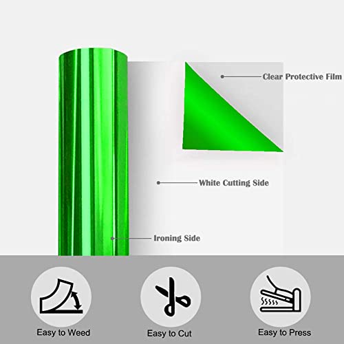 Green Foil HTV Metallic Heat Transfer Vinyl Roll 12" x 6FT for All Cutter Machine