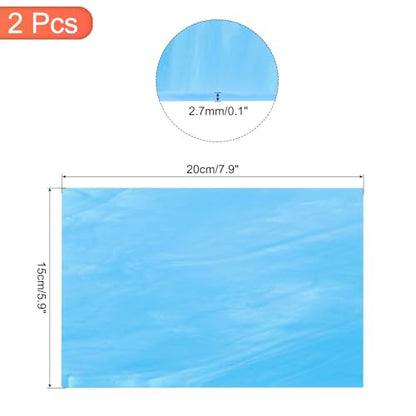 2 Pcs Stained Glass Sheet Mosaic Tile 7.9 Inch x 5.9 Inch Pale Blue Stained Glass Sheets for Crafts DIY Art Project
