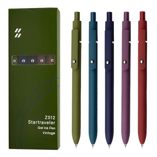 Gel Pens 5 Pcs 0.5mm Black Ink Pens Fine Point Smooth Writing Pens with Silicone Grip (5 Count)