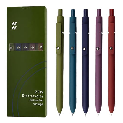 Gel Pens 5 Pcs 0.5mm Black Ink Pens Fine Point Smooth Writing Pens with Silicone Grip (5 Count)
