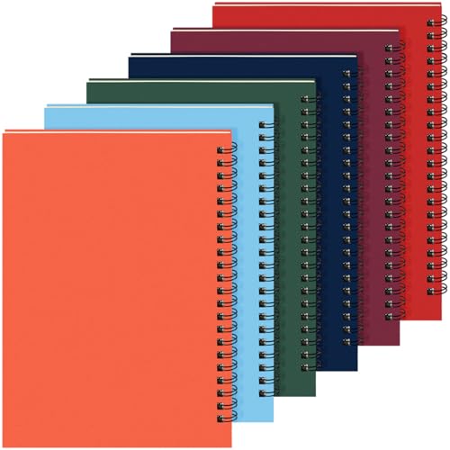 Spiral Notebook Bulk A5 College Ruled Journals Notebooks Lined 8.3 x 5.5 Inch Note Books Writing Thick Paper Notebook for Christmas Office Business School Gifts Supplies (6 Count)